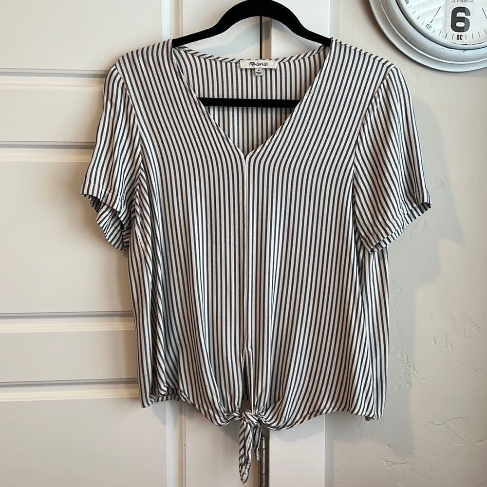 Madewell Novel Tie-Front Top in Stripe
